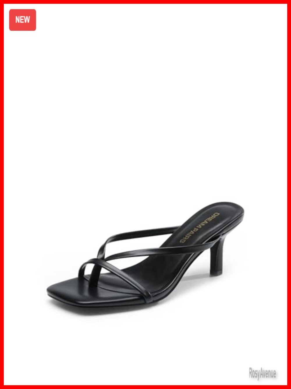 Women's Kitten Heel Flip Flop Sandals Faux Leather Square Toe Slip On